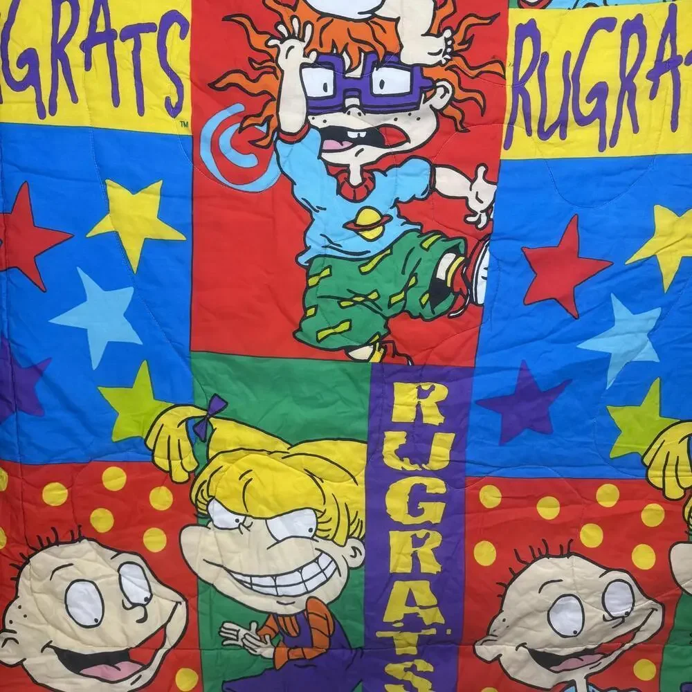 1996 Rugrats Nickelodeon Comforter 2 Sided VTG Tommy Pickles Reptar 60x87